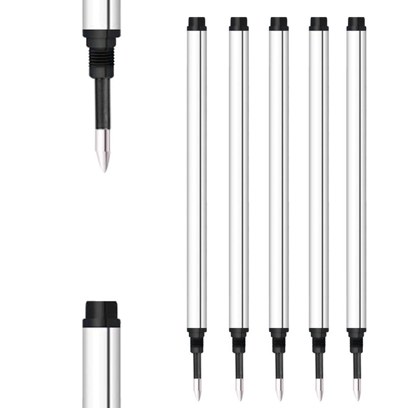 DunBong Spiral Refill, Replaceable Gel Ink Rollerball Refills 5 Pack, 0.5mm Medium Point, Threaded Rolling Ball Refills (Black) - Image 1